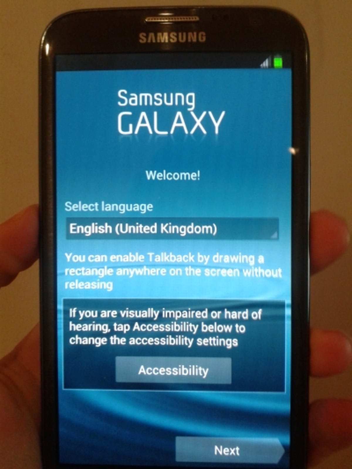 Galaxy Note 2 bootup