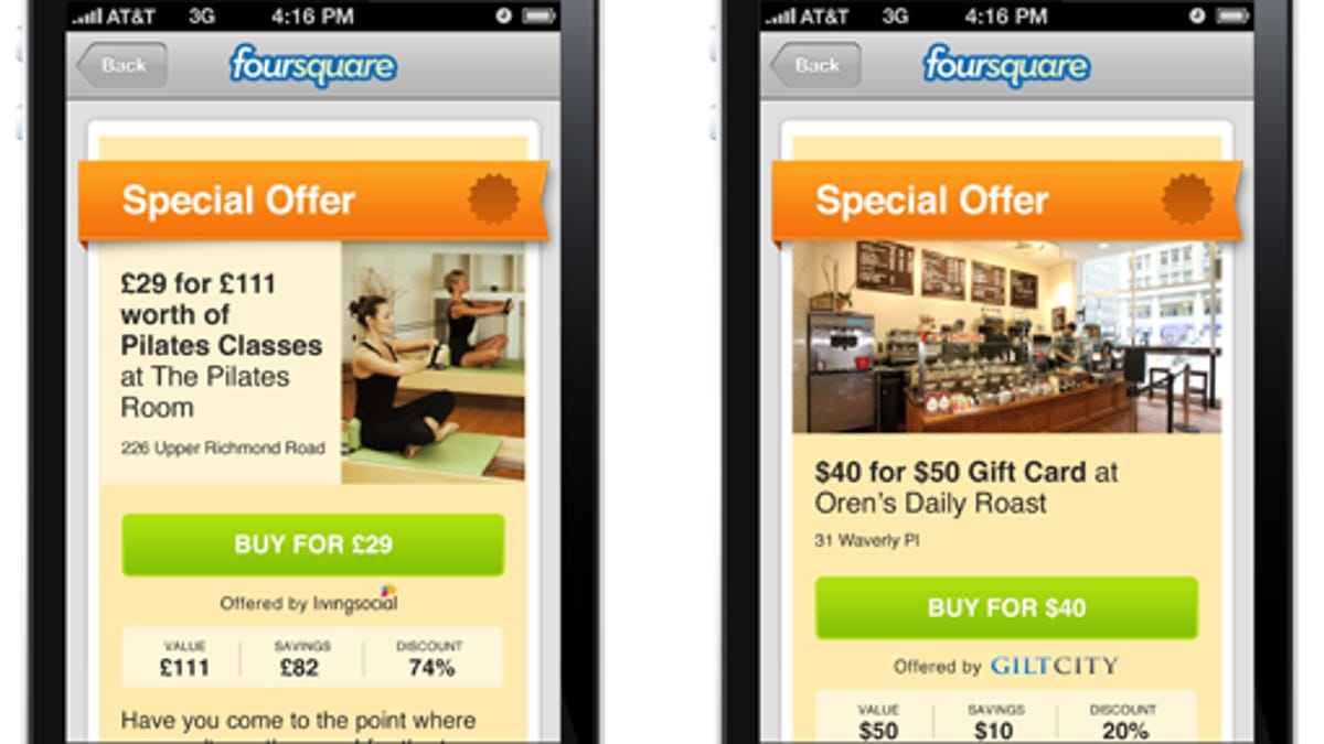 Foursquare's new daily-deals offer.
