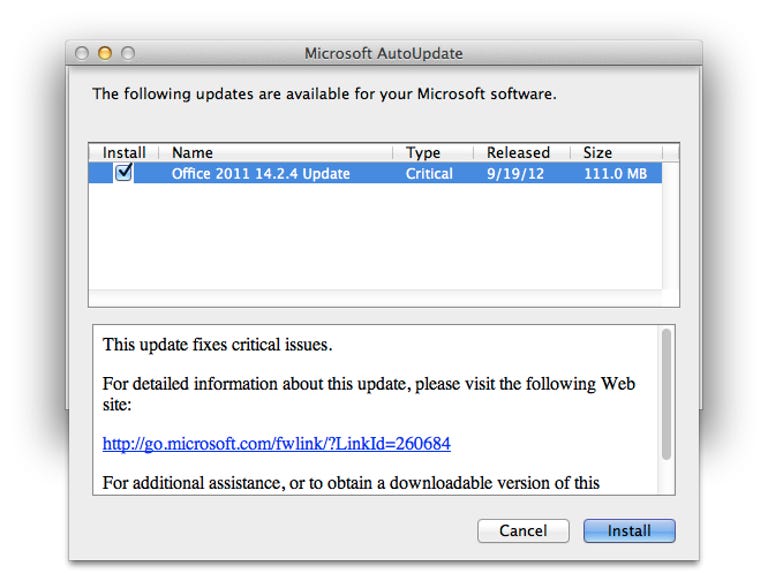Office 14.2.4 update in AutoUpdate