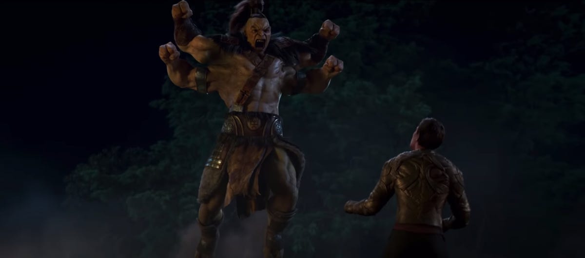Goro's fight with Cole in Mortal Kombat