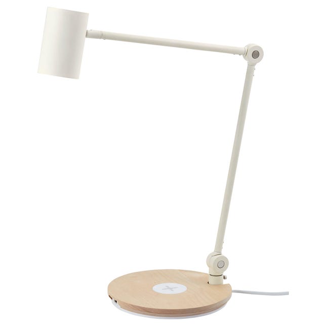 This Ikea wireless charging lamp shows how wireless charging can declutter your desk or living room. An Apple iPhone 8 or Samsung Galaxy S8 will top up its battery when set on the lamp's base.