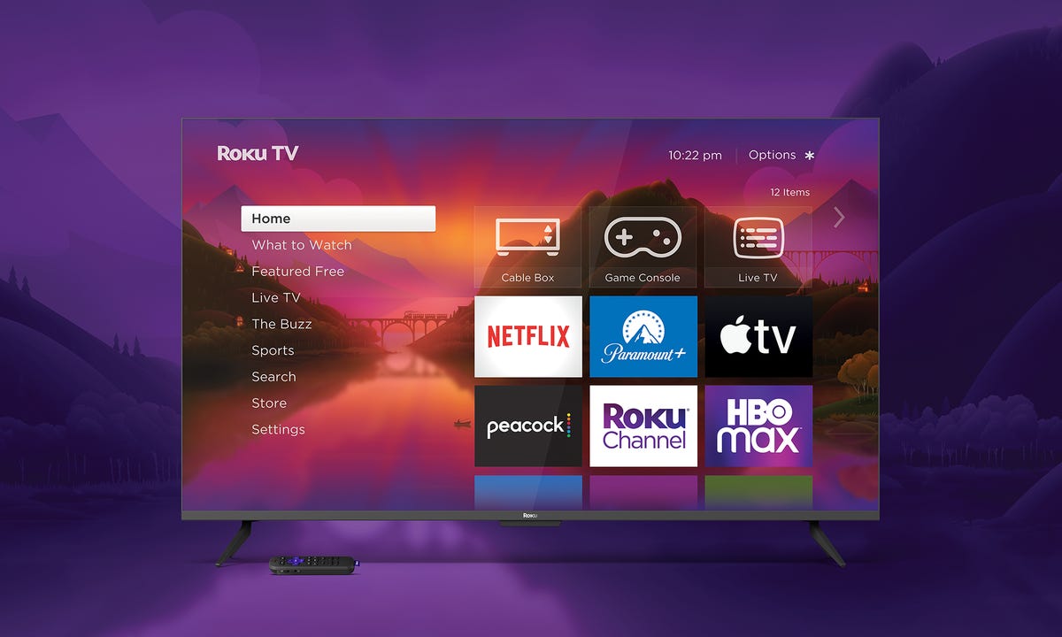 Roku TV на фиолетовом фоне