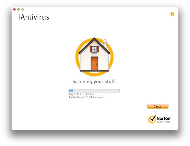 Symantec iAntivirus interface