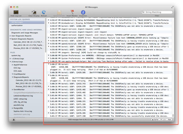 Enumeration errors in the OS X console