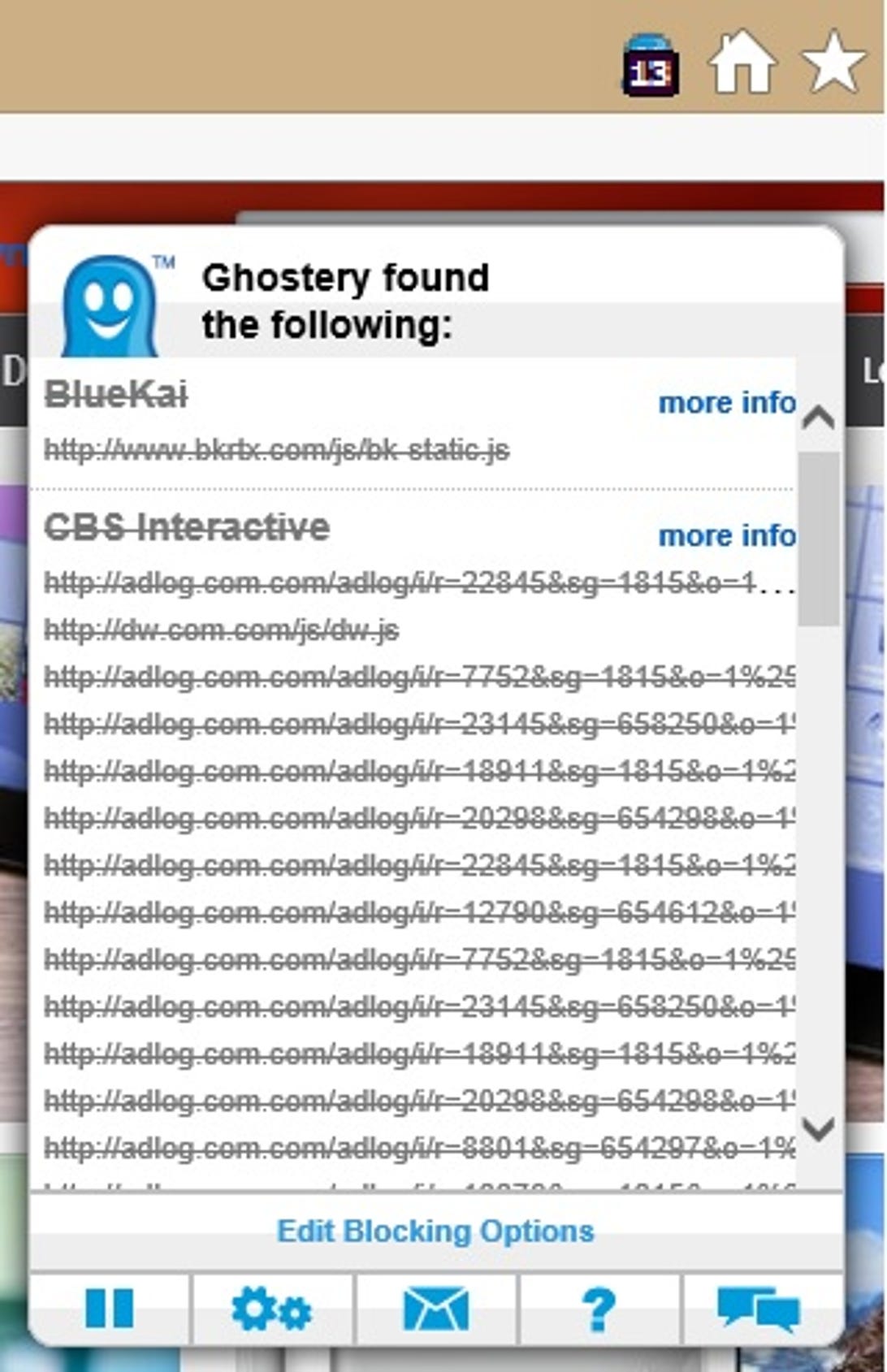 Ghostery tracker-detection list
