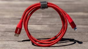 a coiled Anker 331 6ft USB-C to Lightning cable on a tabletop