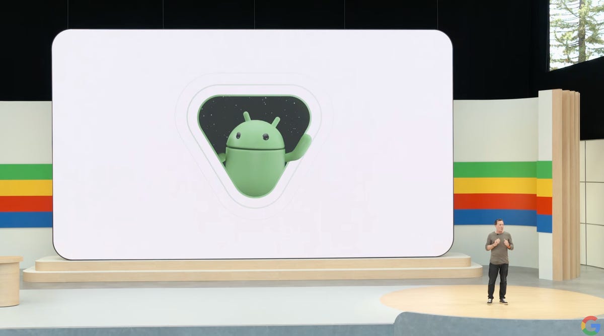 Android 15 graphic at Google I/O 2024