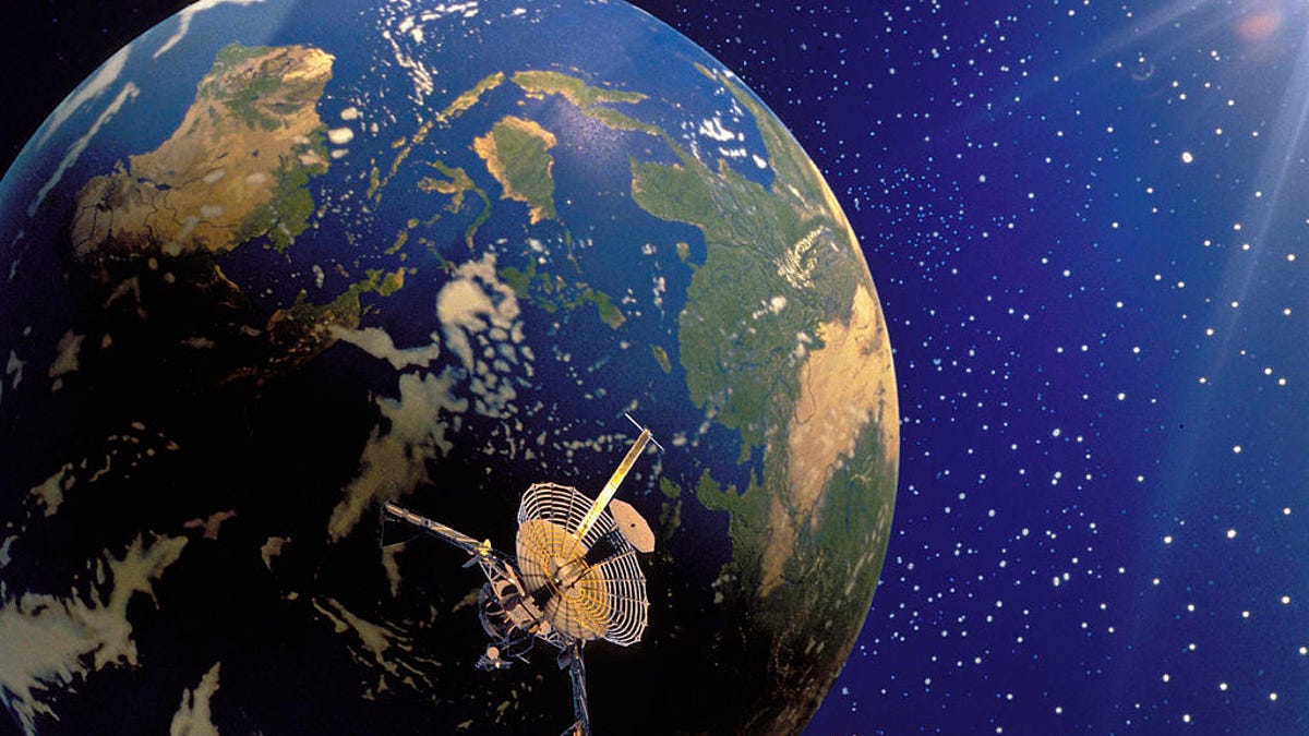 Computer Manipulated Image: Galileo & Magellan Satellites And Planet Earth.