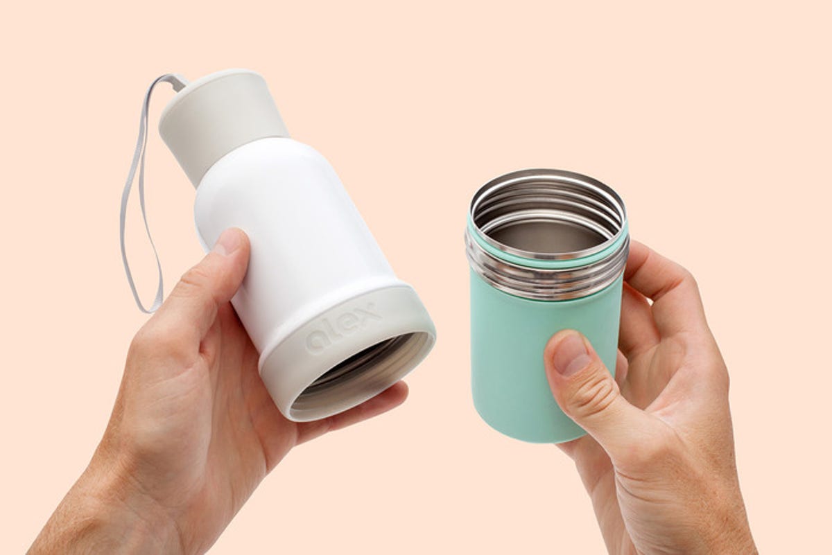 The Alex reusable water bottle opens up for easy cleaning.
