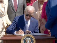 <p>President Biden signs the CHIPS and Science Act into law Tuesday at a White House ceremony. The law provides $280 billion to research and development activities, $52.7 billion of which is for spurring processor manufacturing in the US.</p>