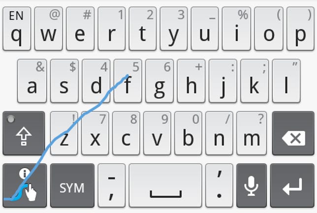 Swype to 5 for numeric keyboard