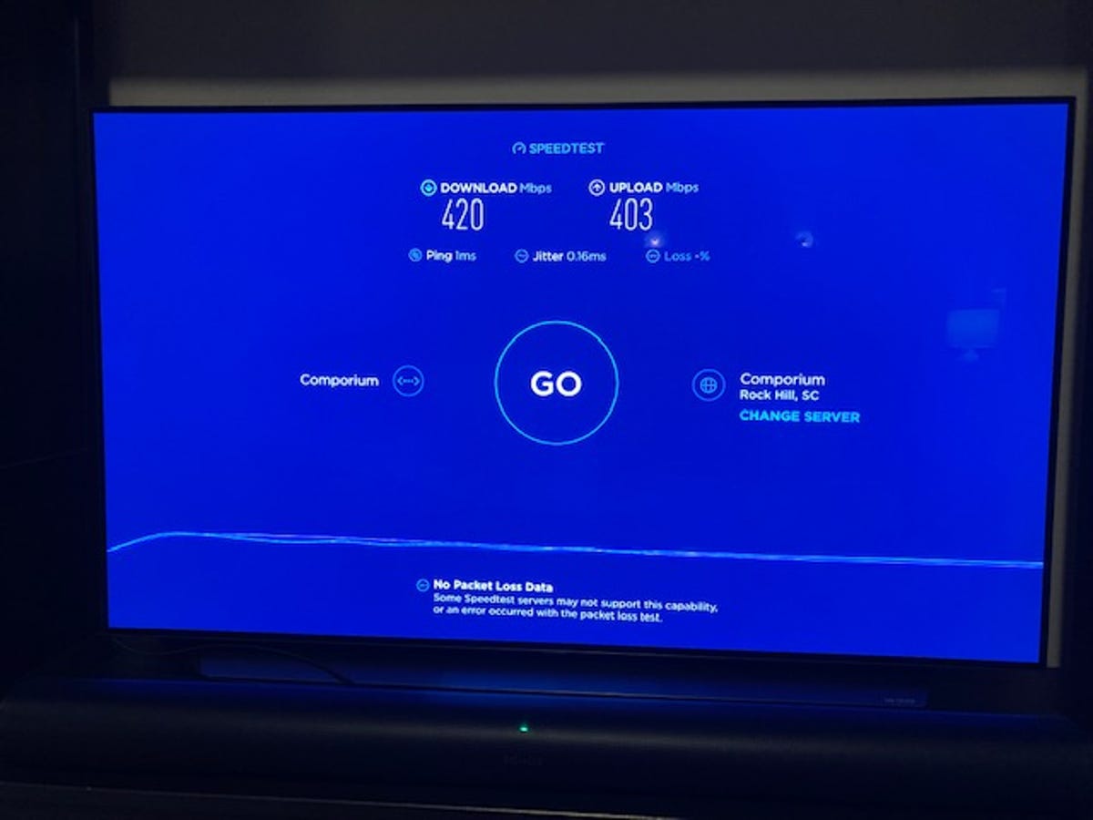 Image of Ookla speed test results