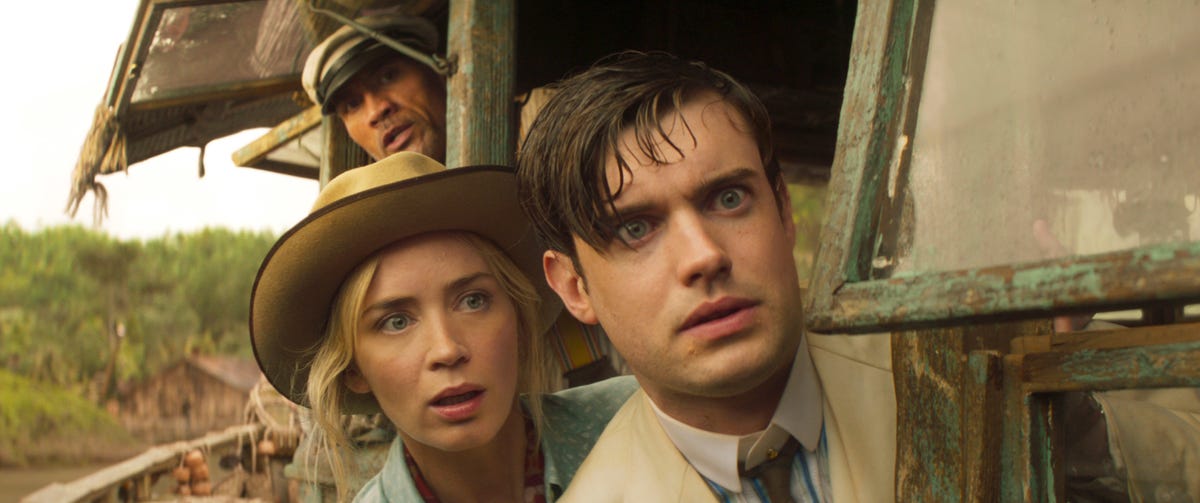 The Rock, Emily Blunt and Jack Whitehall in Jungle Cruise