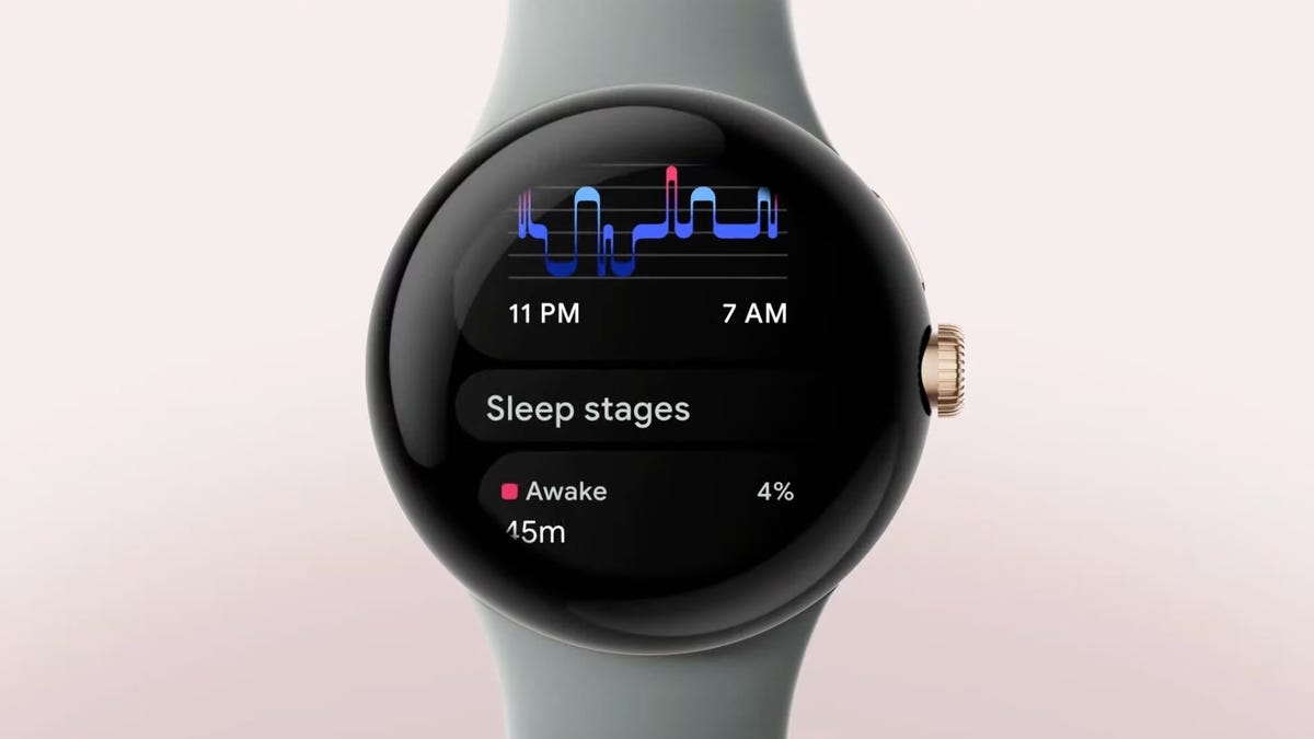 Google Pixel Watch with sleep stages screen