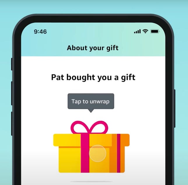 Gift notification screen