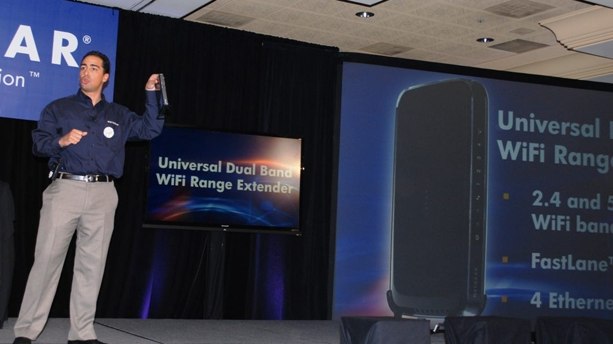 The Universal Dual-Band WiFi Range Extender being unveiled at CES 2012.