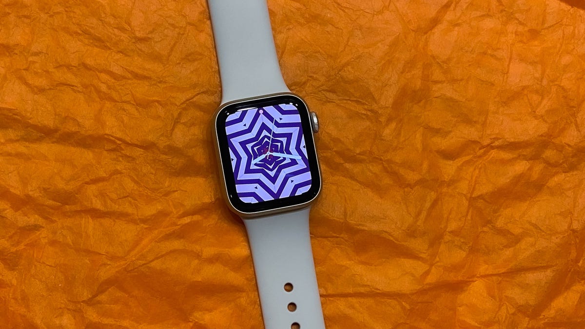 The 2022 Apple Watch SE against colorful confetti