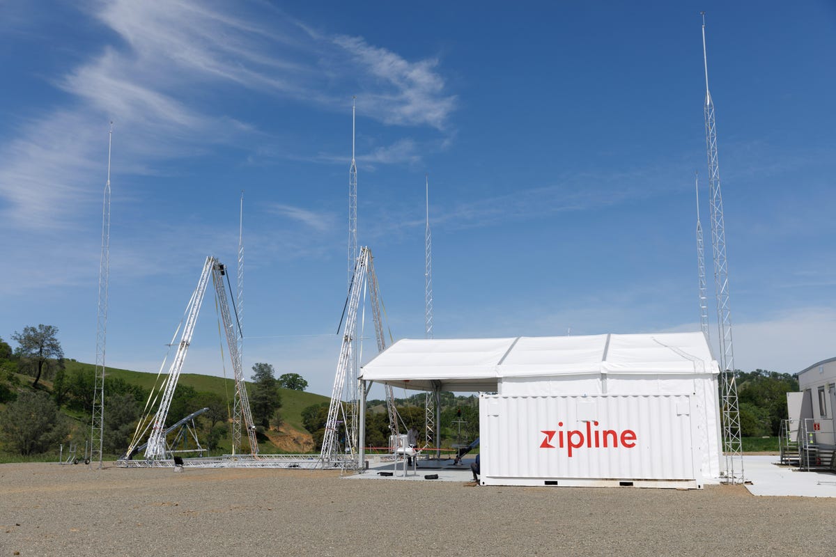 Zipline drone launch site