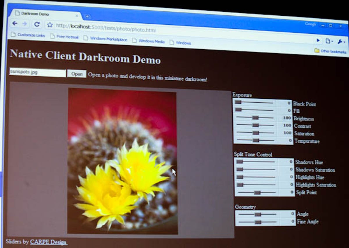 Google demonstrated a browser-based image editor built with Google Native Client.