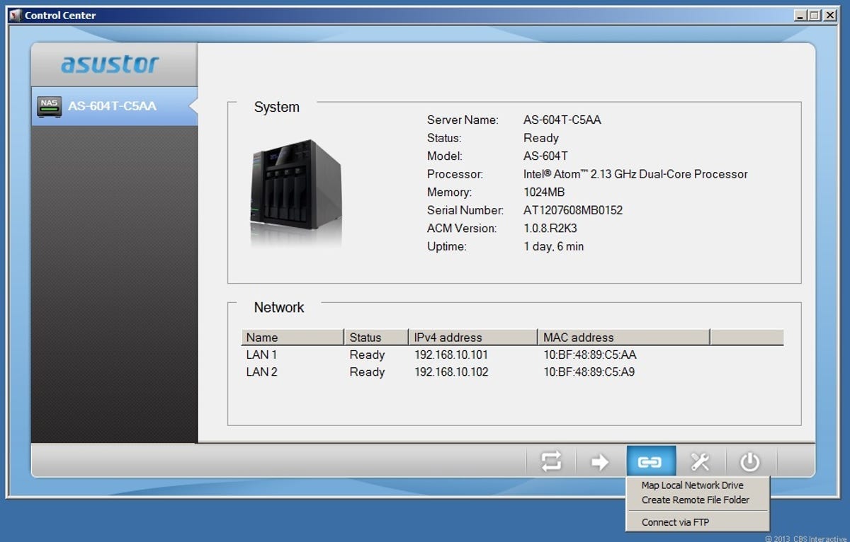 The Asustor Control Center desktop software makes setting up the NAS server an easy job.