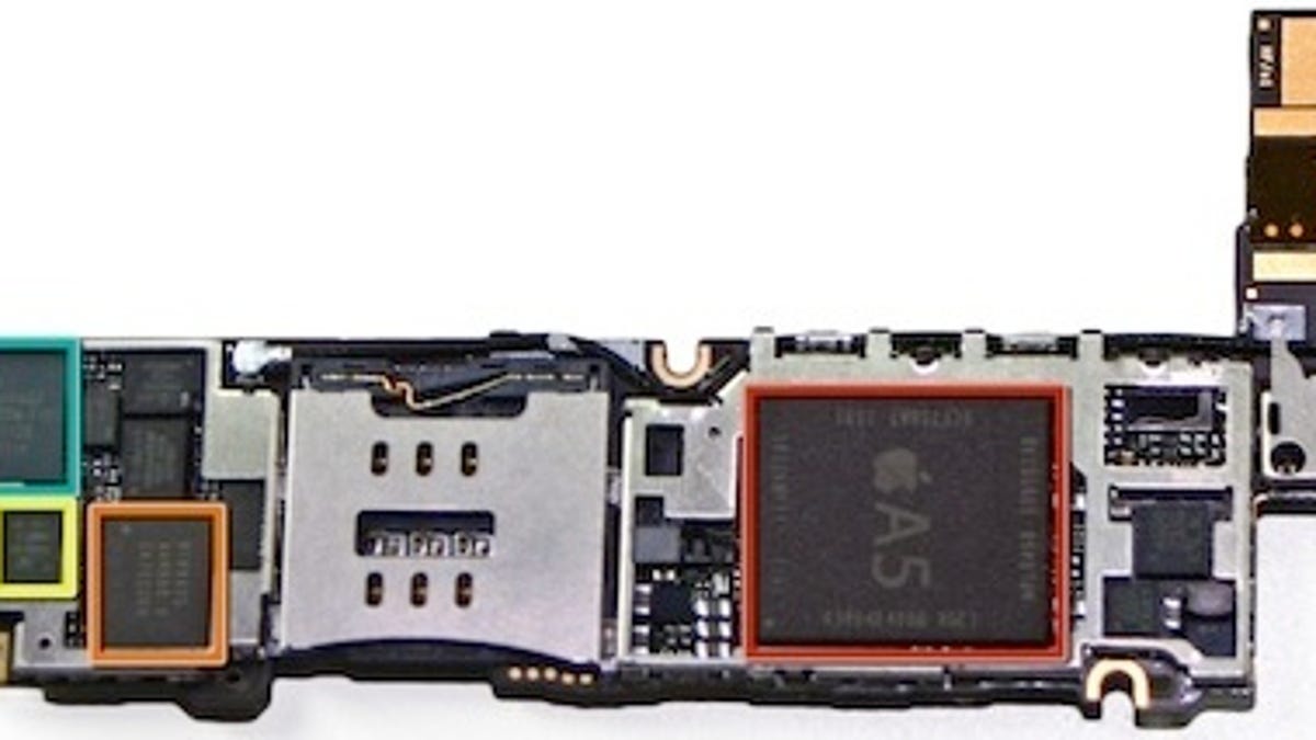 The main circuit board of the iPhone 4S.