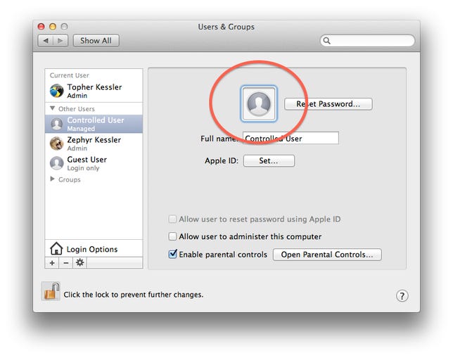 Generic account image in OS X