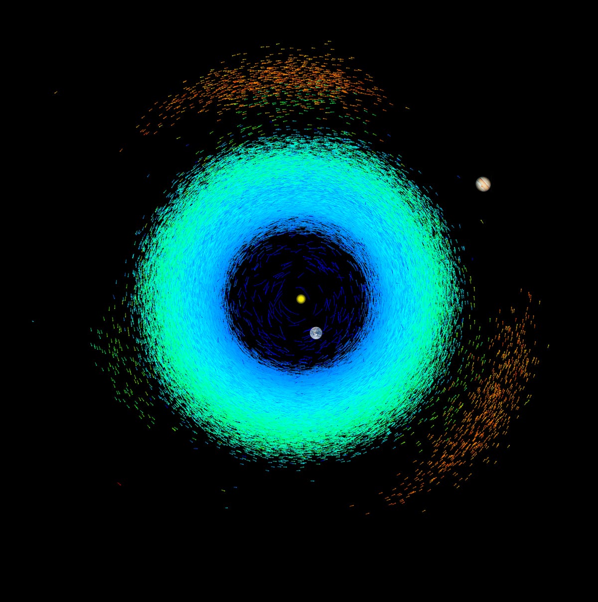 A depiction of asteroids in our solar system on June 13, 2022.