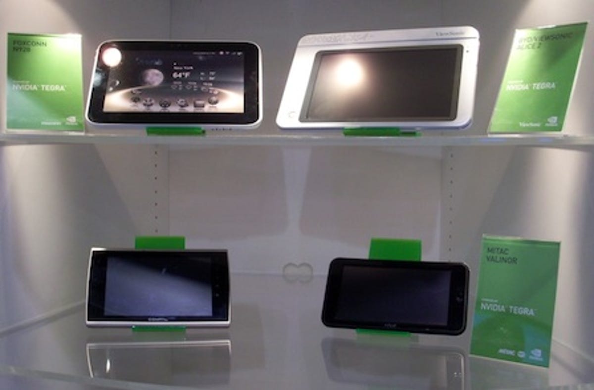 On the CES floor, Nvidia was showing prototype tablets using its new Tegra 2 chip