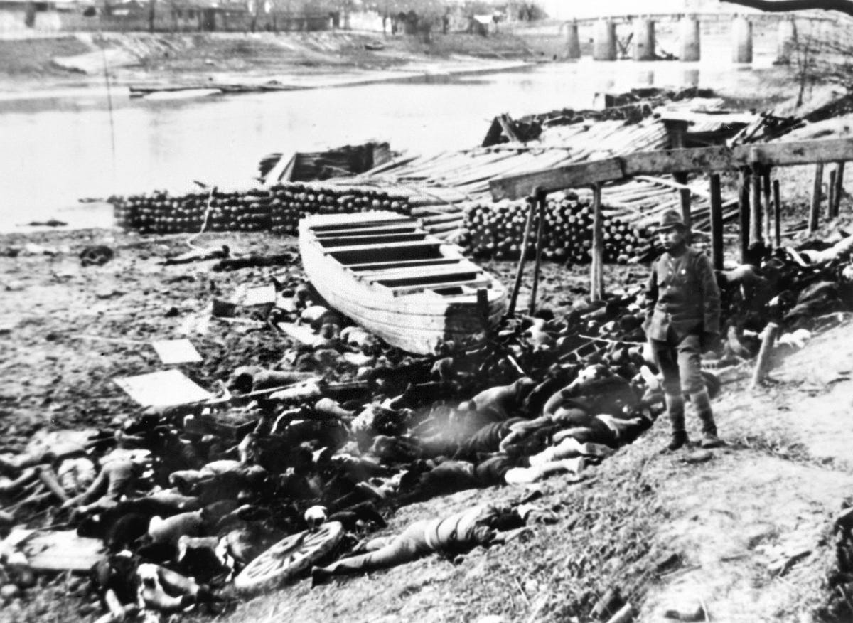 The Rape of Nanjing saw Japanese troops kill between 50,000 and 300,000 Chinese people during a six-week period in 1937-38.