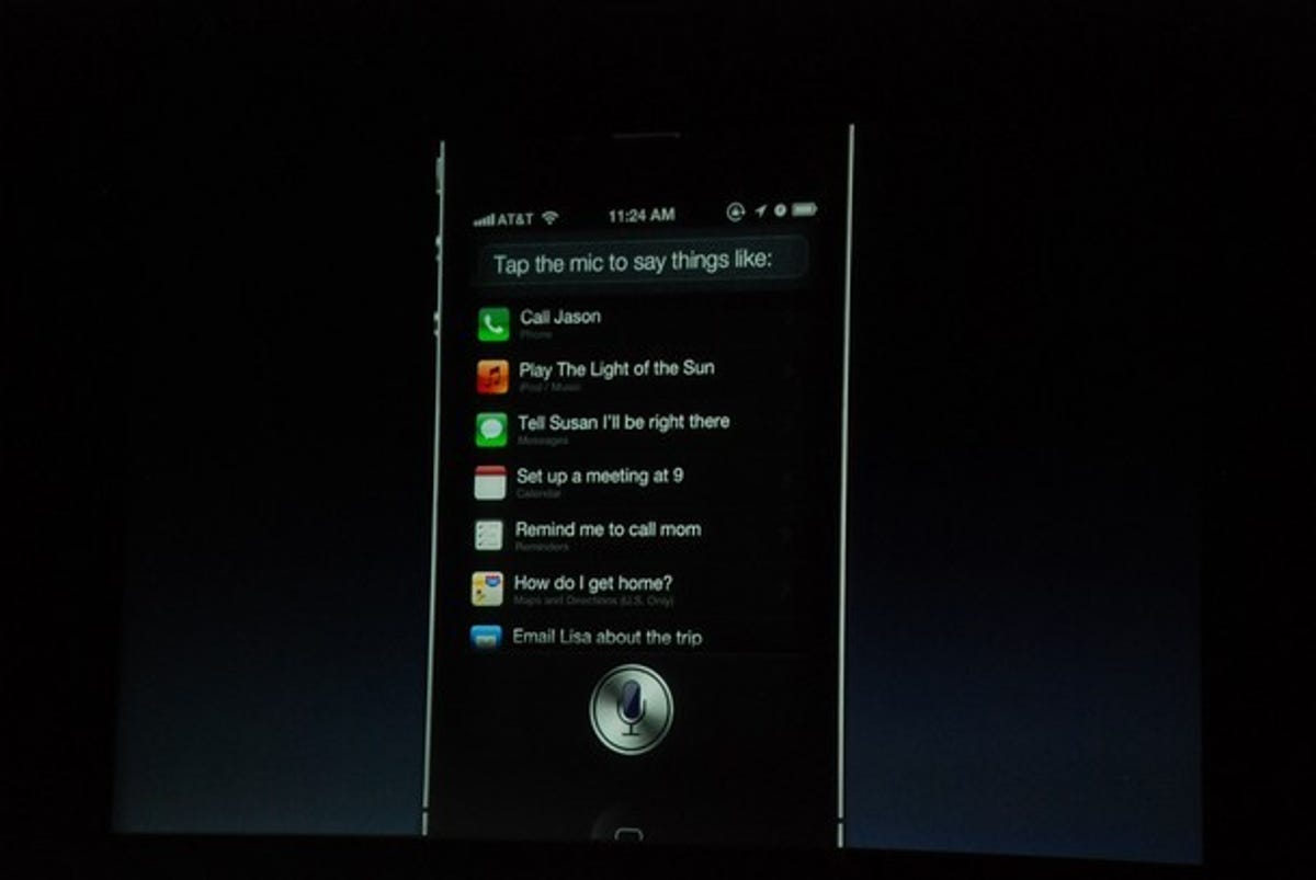 Some of the options found within Siri.