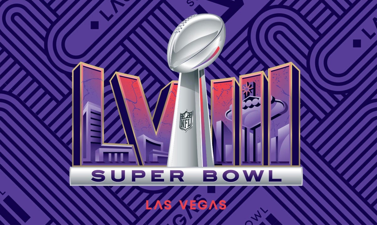 Super Bowl LVIII logo against a purple background