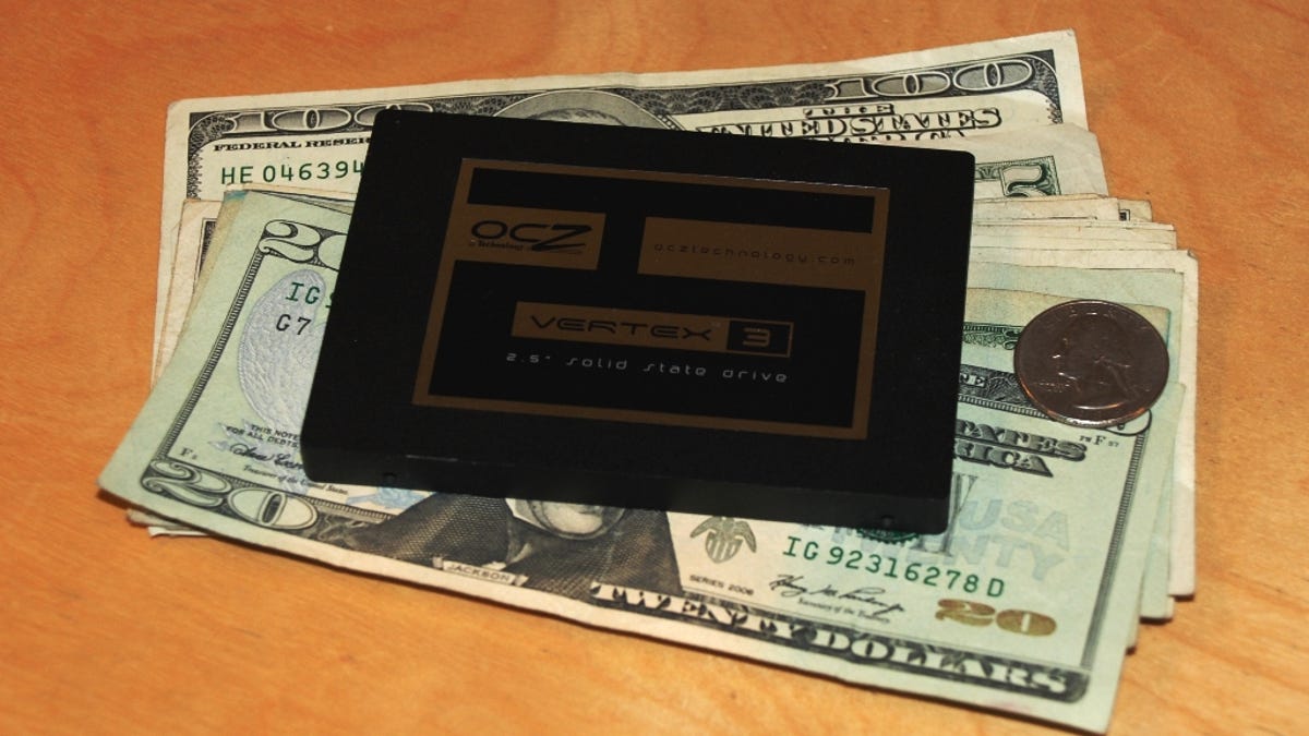The 120GB OCZ Vertex 3 SSD and the amount of cash you need to spend to get it.