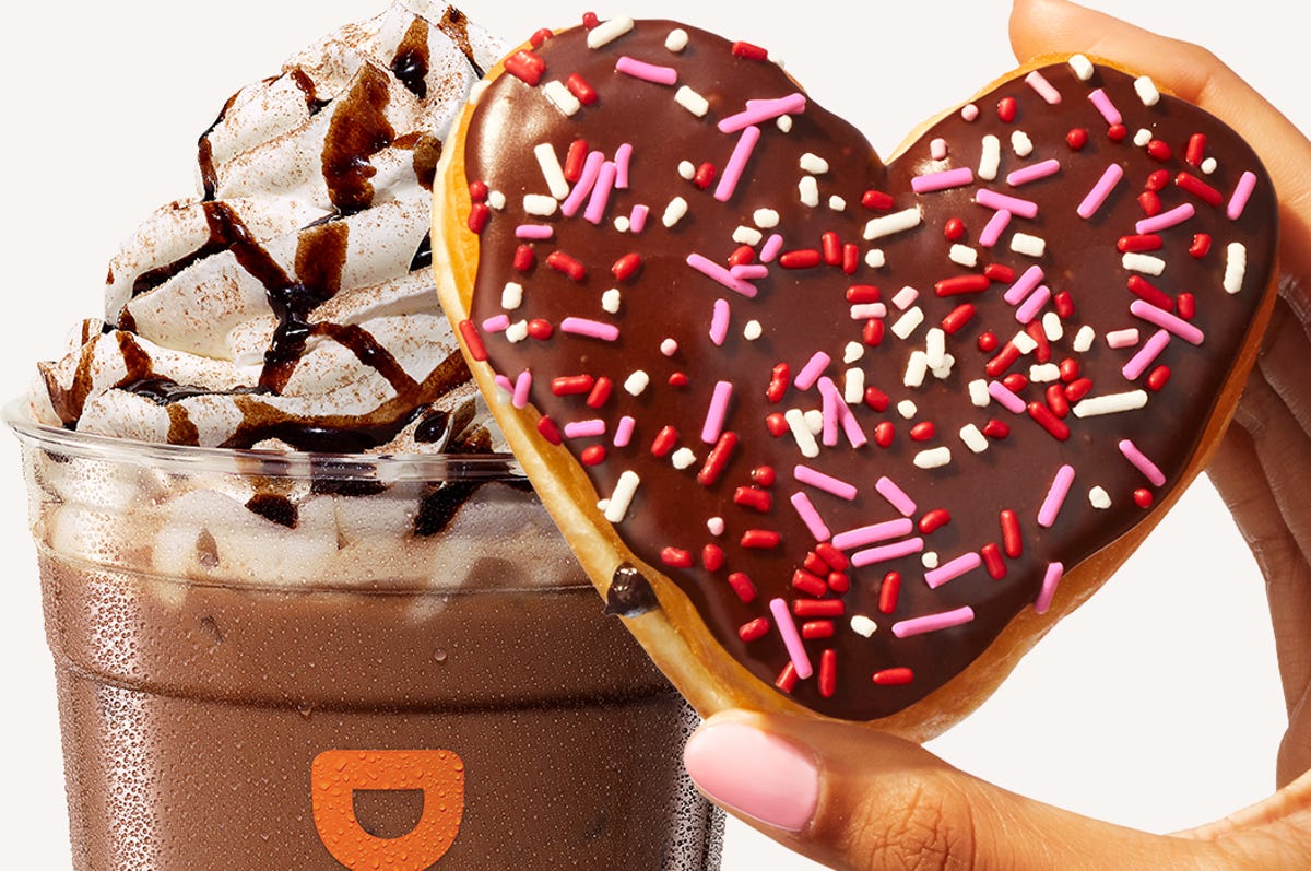 Dunkin's heart-shaped Brownie Batter doughnut