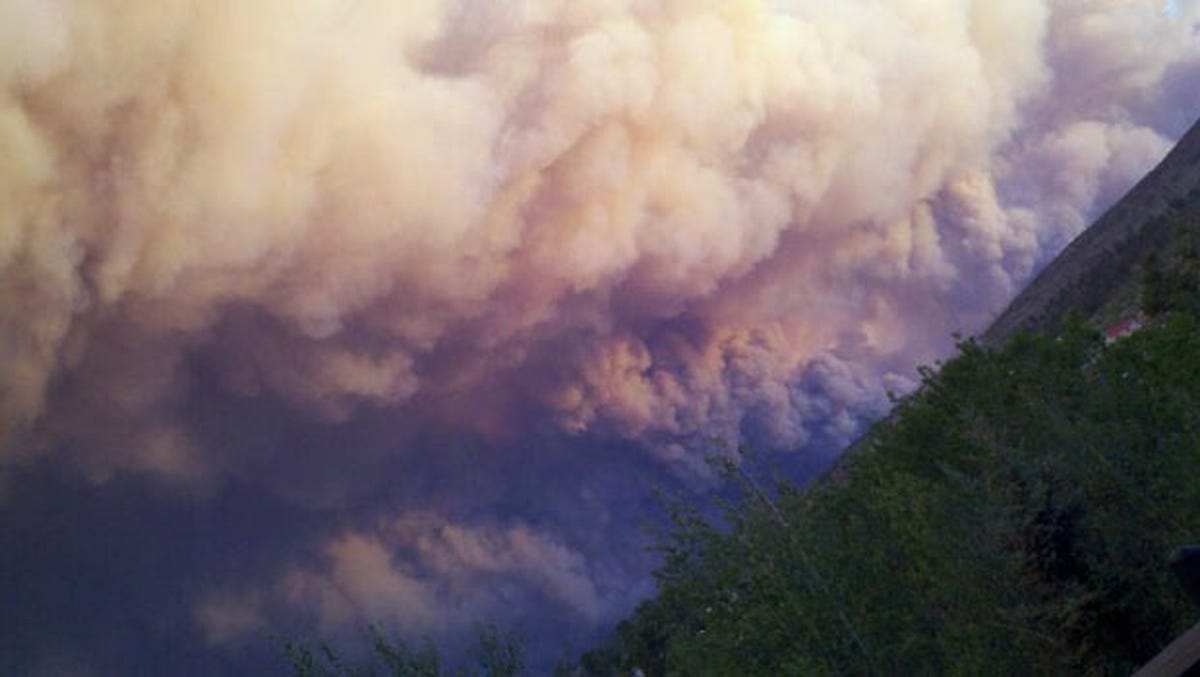 A view of the Las Conchas Fire from Los Alamos on Sunday, June 26, the day the fire started.