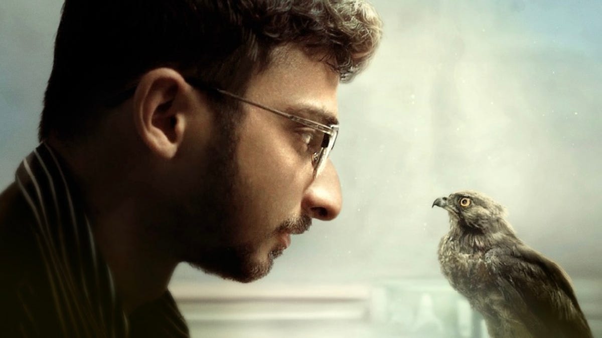 A man crouches near birds in an image from the documentary All That Breathes.