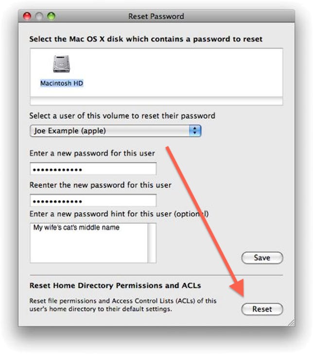 Reset Password utility in OS X