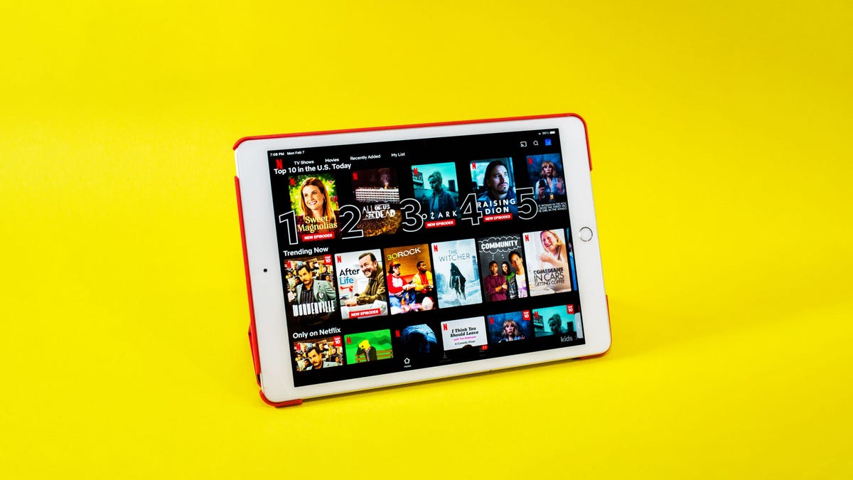 Netflix's interface on a tablet.