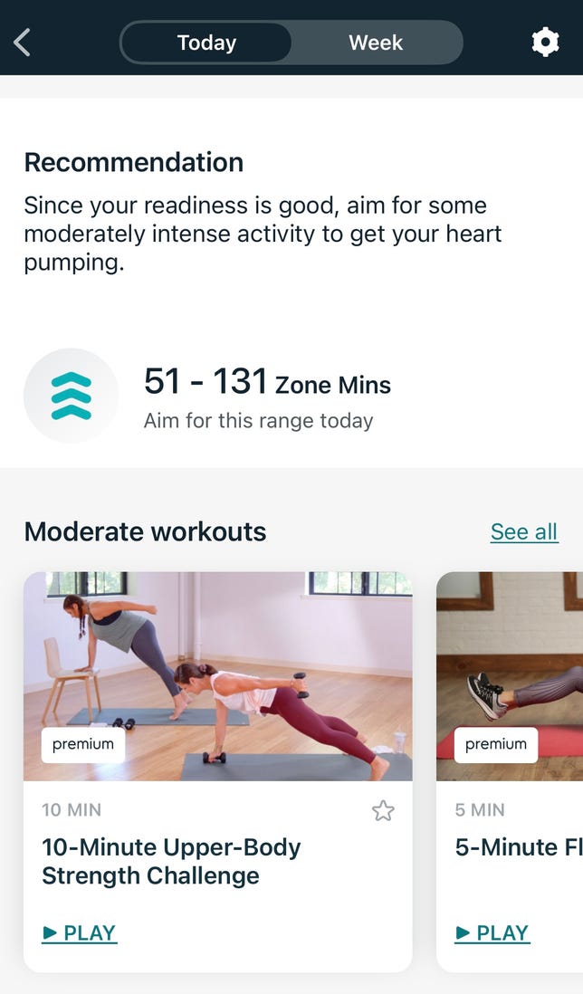 Fitbit daily readiness score