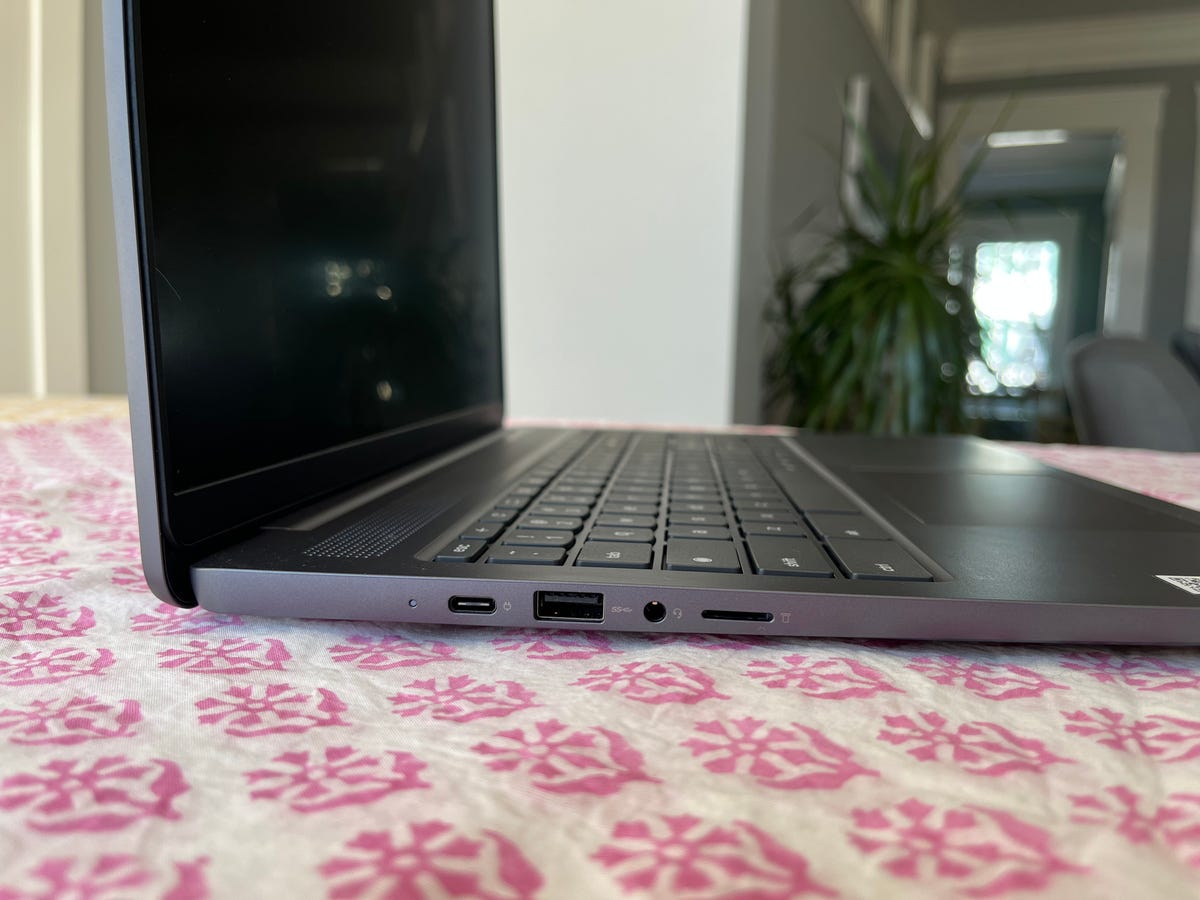 Lenovo IdeaPad 5i Chromebook seen from the side to show its ports