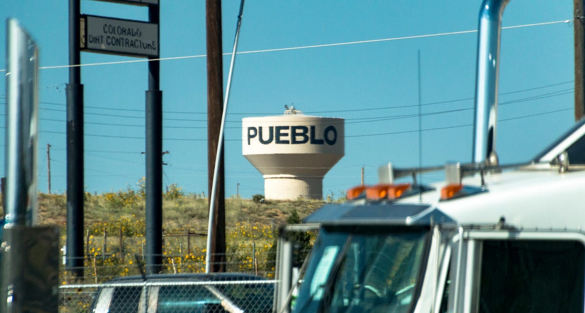 Image of a water tower in Pueblo, Colorado