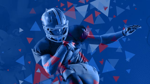 Football player on blue background