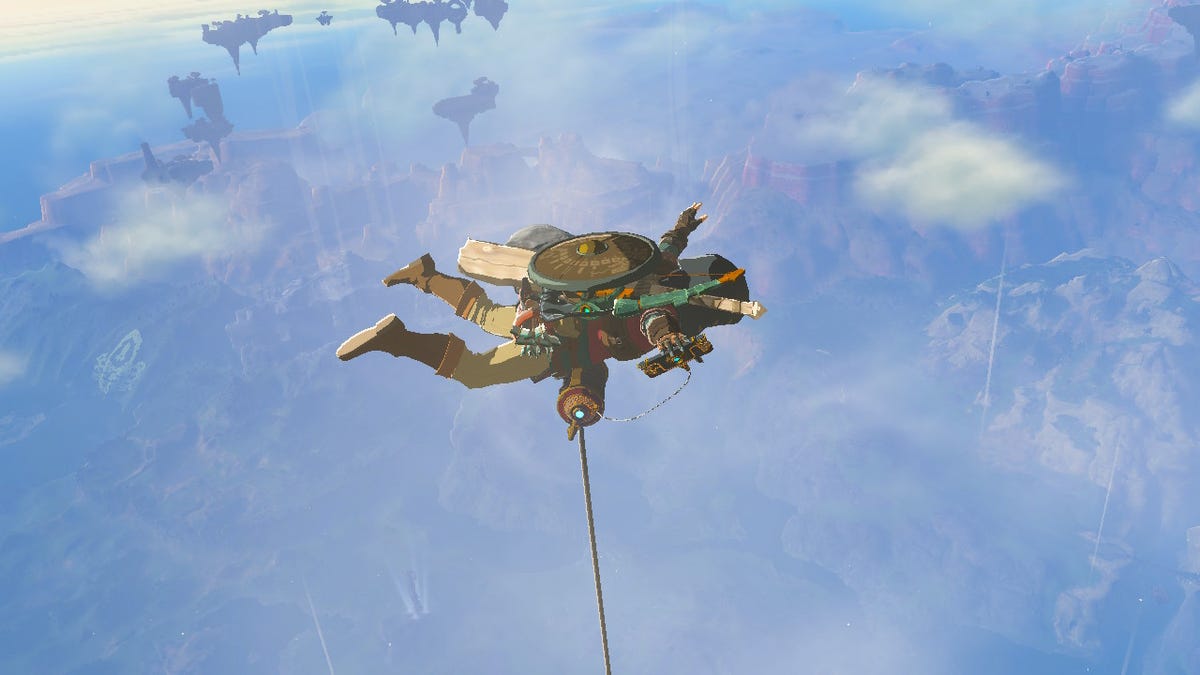 Link is skydiving in Zelda: Tears of the Kingdom