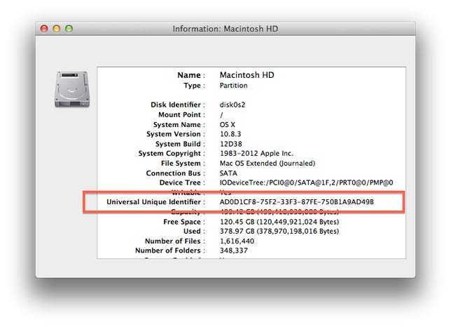 Volume UUID in Disk Utility