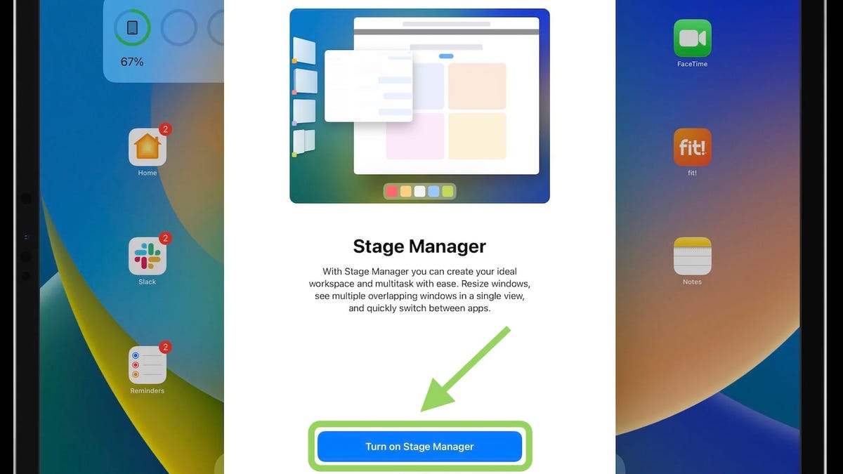 iPadOS 16's Stage Manager feature screen
