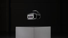 The Varjo XR-4 VR headset, floating on a pedestal