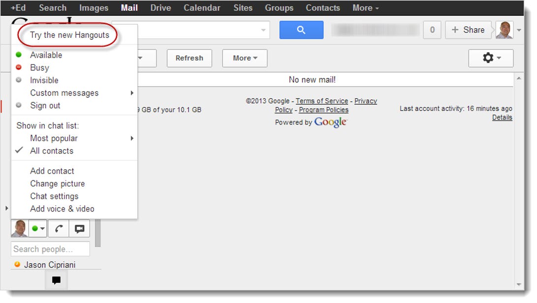 How to open google hangouts in gmail
