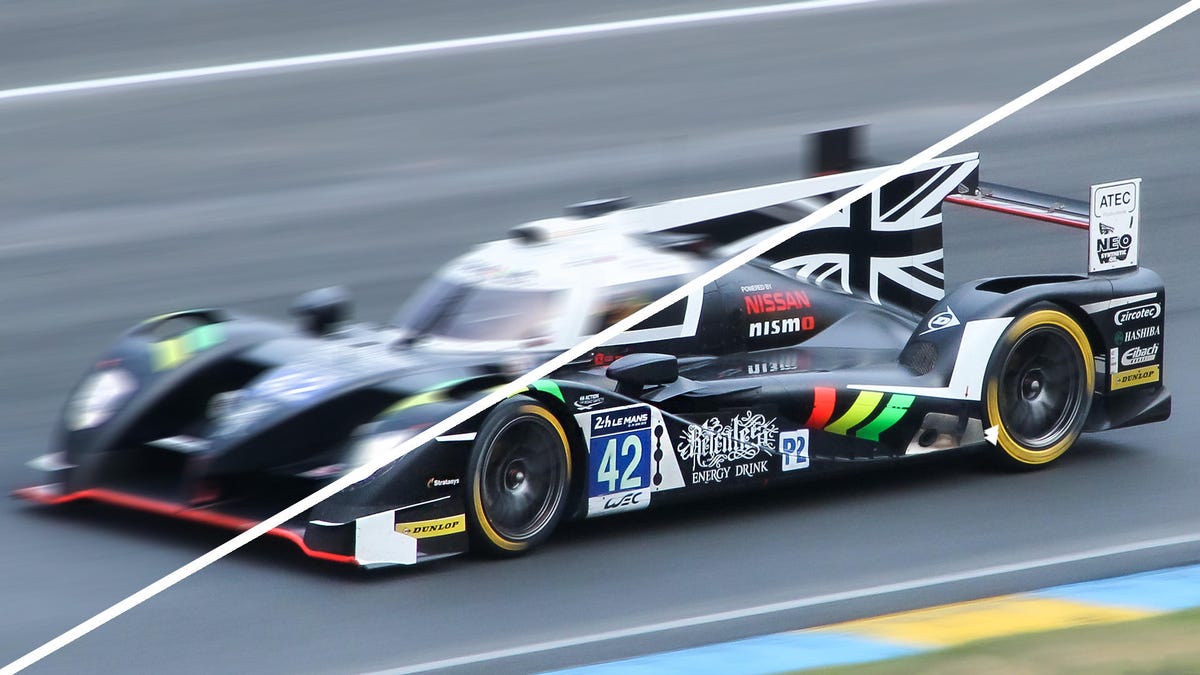 Simulated motion blur using an image of an LMP1 LeMans race car.