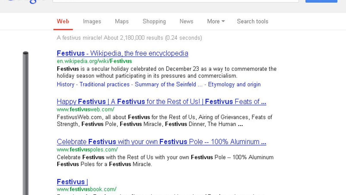 Festivus pole at top of results
