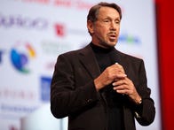 Oracle's Larry Ellison onstage at Oracle Open World in San Francisco in 2009.
