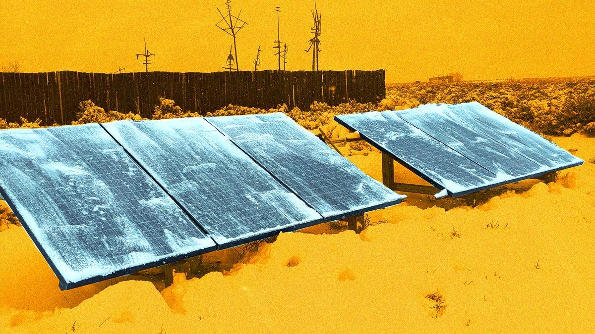 solar panels after snowstorm